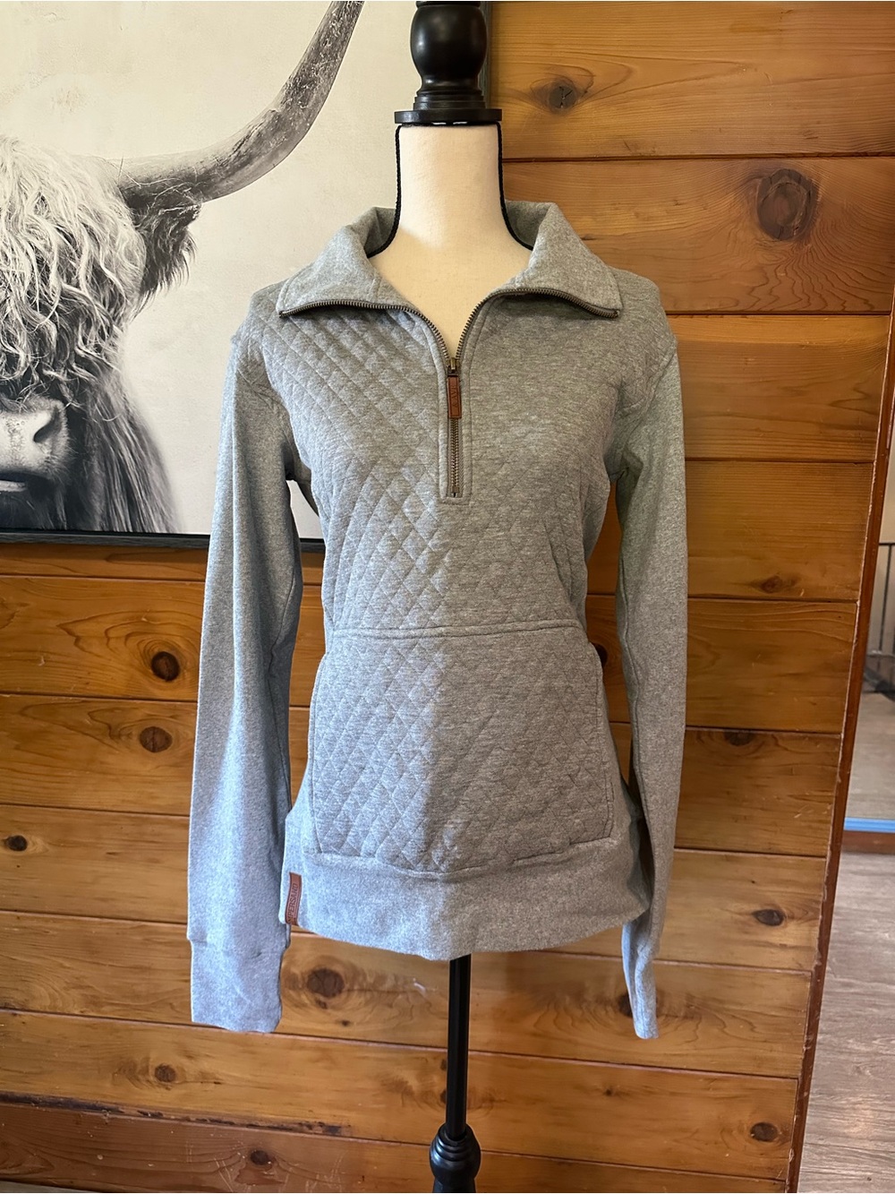 NWT Ampersand Avenue Quilted HalfZip in Charcoal - Picture 7 of 12